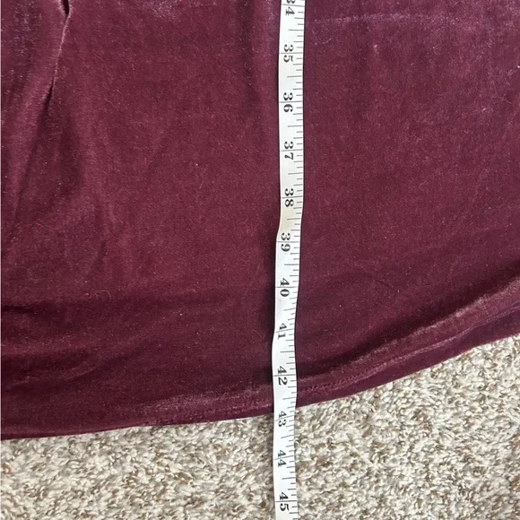 NWT Terra Sky Purple Velvet Long Sleeve Mini Dress Burgundy Fall Winter Holiday - Picture 7 of 7